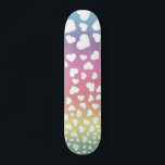 Skateboard Pastel Corazones Arcoiris para ella<br><div class="desc">Este diseño se puede personalizar eligiendo la opción personalizar para añadir texto o realizar otros cambios. Si este producto tiene la opción de transferir el diseño a otro artículo, asegúrese de ajustar el diseño para que se ajuste si es necesario. Contáctame en colorflowcreations@gmail.com si deseas tener este diseño en otro...</div>