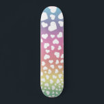 Skateboard Pastel Corazones Arcoiris para ella<br><div class="desc">Este diseño se puede personalizar eligiendo la opción personalizar para añadir texto o realizar otros cambios. Si este producto tiene la opción de transferir el diseño a otro artículo, asegúrese de ajustar el diseño para que se ajuste si es necesario. Contáctame en colorflowcreations@gmail.com si deseas tener este diseño en otro...</div>