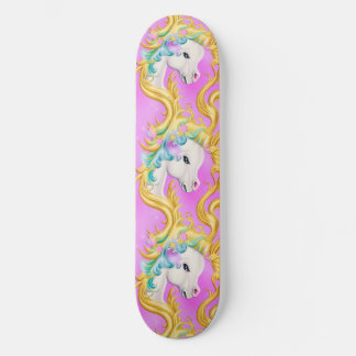 Skateboard Pastel de Unicornio colorido con acento rococó