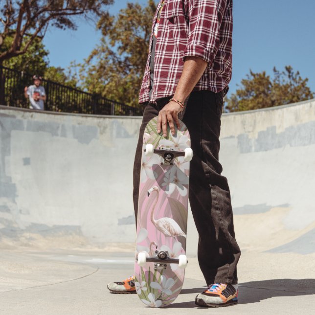Skateboard Pastel Flamingo Jungle Love #2 #tropical #wall (Exterior 2)