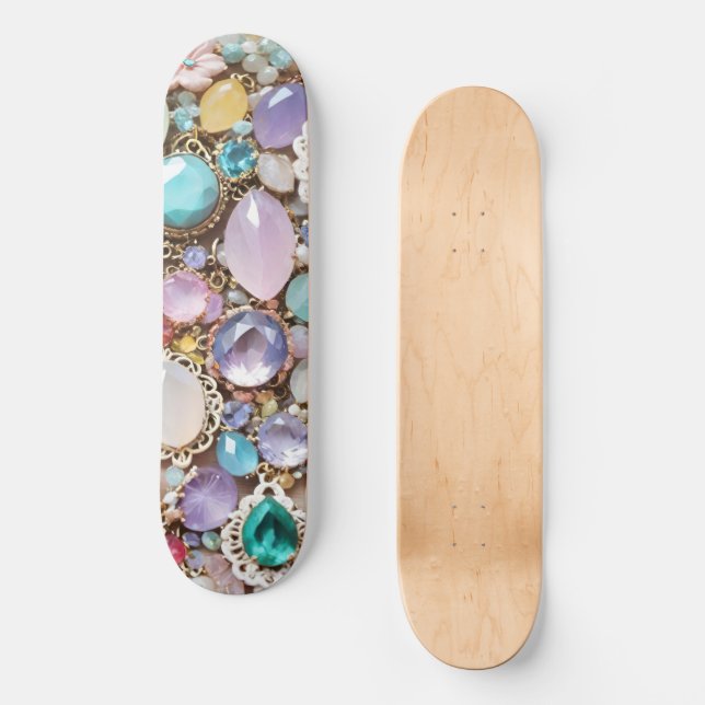 Skateboard Pastel Gems And Jewels In Pinks & Purples (Anverso)