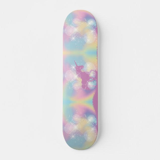 Skateboard Pastel rosa morado de unicornio (Anverso )