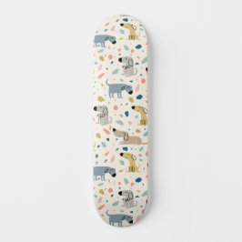 Skateboard Pastel Terrazzo Gracioso Patrón de Perro Cuto