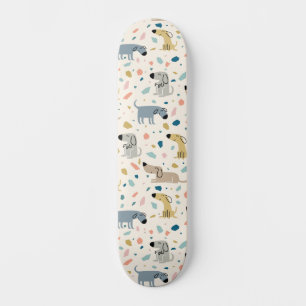 Skateboard Pastel Terrazzo Gracioso Patrón de Perro Cuto