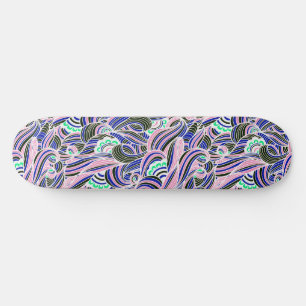 Skateboard Patinador de patrones de ondas azules y rosas