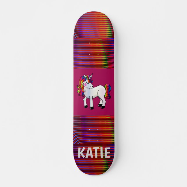 SKATEBOARD PATINADORES UNICORN PINK PERSONALIZADOS PARA CHICA (Anverso )