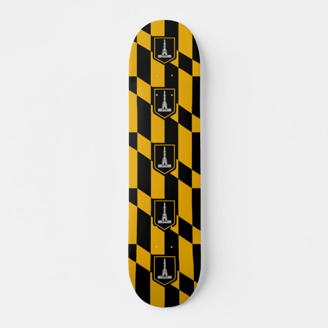 Skateboard Patinaje con bandera de Baltimore, Maryland, EE.UU (Anverso )