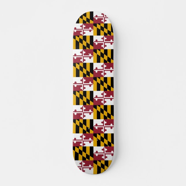 Skateboard Patinaje con bandera de Maryland (Anverso )