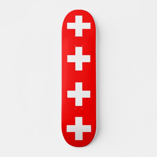 Skateboard Patinaje con bandera de Suiza (Anverso )