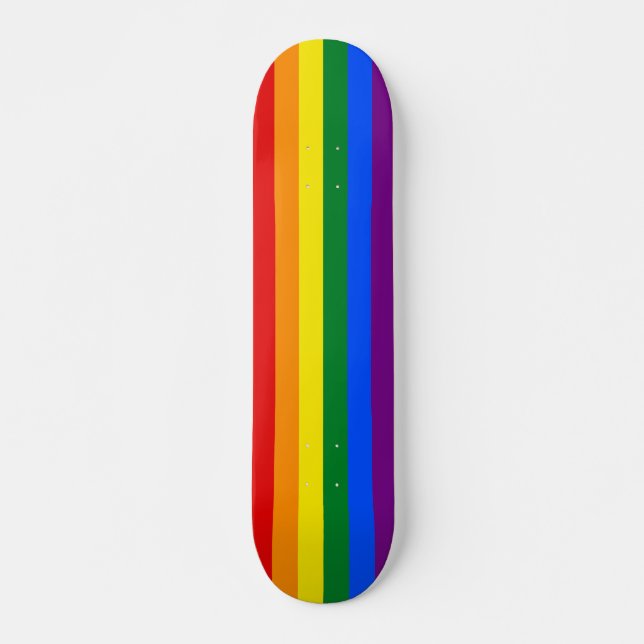 Skateboard Patinaje con bandera del Orgullo Arcoiris (Anverso )