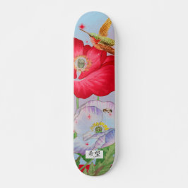 SKATEBOARD PATINAJE CON FLORES JAPONESES Y HUMMINGBIRD