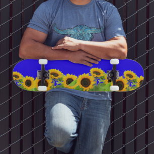 Skateboard Patinaje de girasoles Bandera de Ucrania Colores L