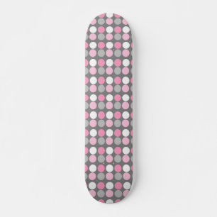 Skateboard Patinaje de Punto Polka Rosa-Blanco y Gris
