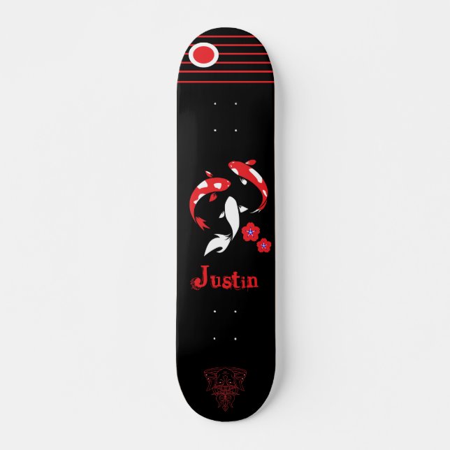Skateboard Patinaje de Samurai Japonés con nombre (Anverso )