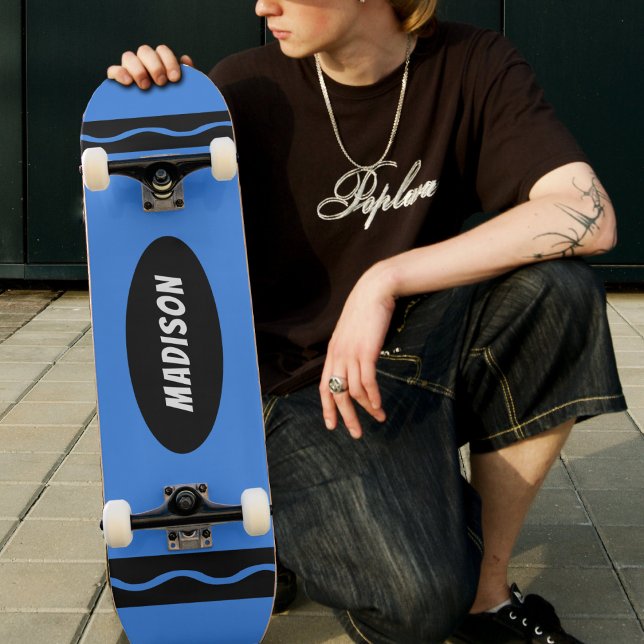 Skateboard Patinaje para estudiantes de esquí Blue Crayon (Blue Crayon Teacher Student Skater Skateboard)