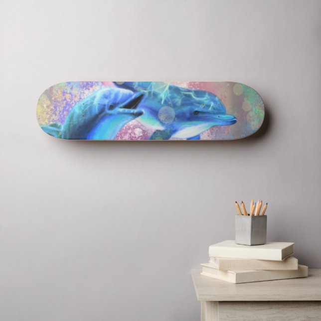 Skateboard Patinaje para parejas de delfines felices - Famili (Arte de pared (horz))