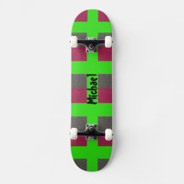 Skateboard Patinaje Preppy Verde Neon Simulación Gris Rojo