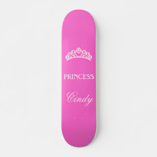 Skateboard Patinaje princesa personalizado en rosa con nombre