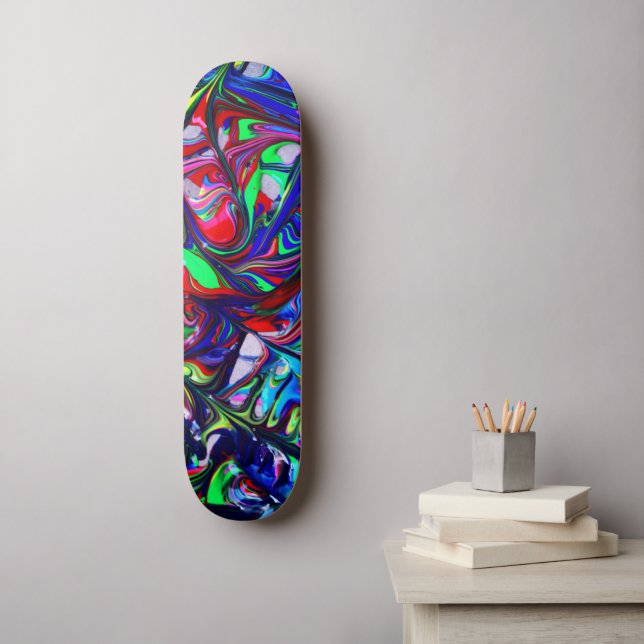 Skateboard Patinaje retro líquido (Arte de la pared)