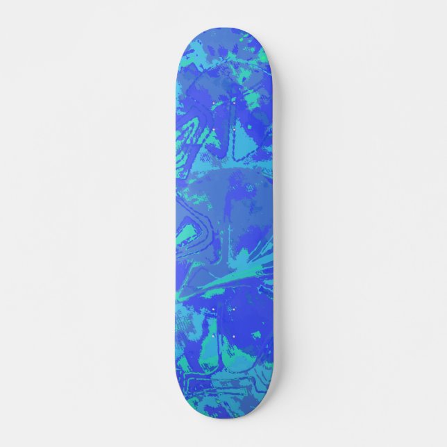 Skateboard Patinaje sobre el patrón azul abstracto (Anverso )
