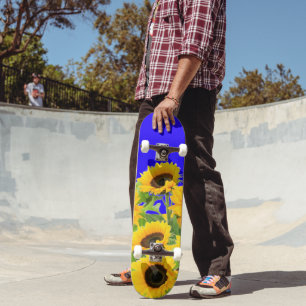Skateboard Patinaje sobre girasoles apoyo de colores de bande