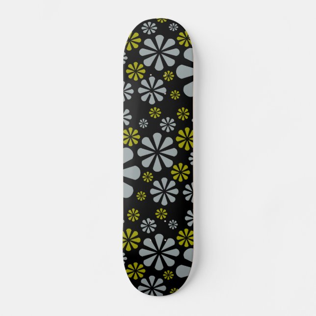 Skateboard Patinaje sobre las flores abstractas (Anverso)
