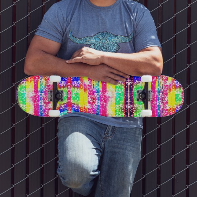 Skateboard Patinaje sobre rayas del arcoiris con problemas ne (Exterior 3)