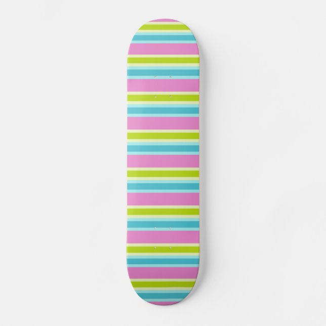 Skateboard Patinaje sobre rayas Pastel (Anverso)