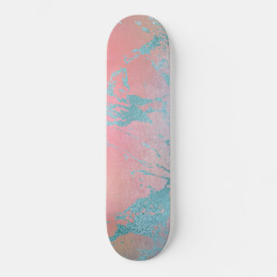 Skateboard Patinaje sobre Relieve metalizado azul brillante A
