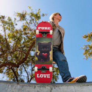 SKATEBOARD PATINES DE AMOR PURO GATO NEGRO