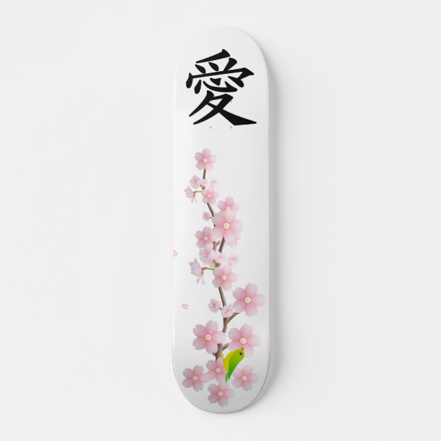 Skateboard Patines japoneses Sakura de amor y paz (Anverso )