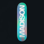 Skateboard Patines Personalizados Nombre Holográfico Unicorni<br><div class="desc">Personalice fácilmente este colorido Skateboard en la estética Holográfica Unicornio. Agregue su nombre,  elija el tipo de letra,  cambie el tamaño y la posición,  agregue el elemento gráfico,  las fotos y las formas.</div>