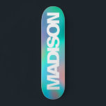 Skateboard Patines Personalizados Nombre Holográfico Unicorni<br><div class="desc">Personalice fácilmente este colorido Skateboard en la estética Holográfica Unicornio. Agregue su nombre,  elija el tipo de letra,  cambie el tamaño y la posición,  agregue el elemento gráfico,  las fotos y las formas.</div>