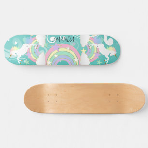 Skateboard Patines Verde azulados Rainbow Unicorn