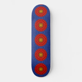 Skateboard Pato en azul con caleidoscopio rojo