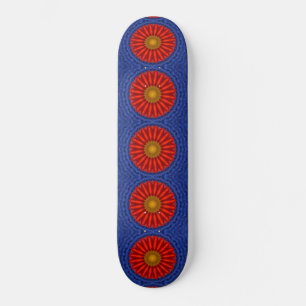 Skateboard Pato en azul con caleidoscopio rojo