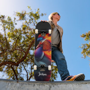 Skateboard Pato mandarín caliente flameante impresionante
