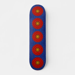 Skateboard Pato sobre azul con caleidoscopio rojo