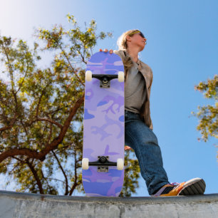 Skateboard Patrón abstracto azul del pasto de camuflaje