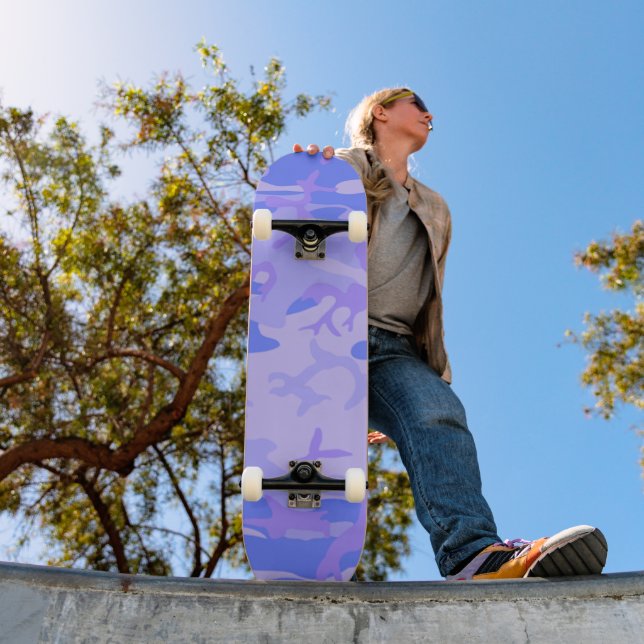Skateboard Patrón abstracto azul del pasto de camuflaje (Exterior 1)