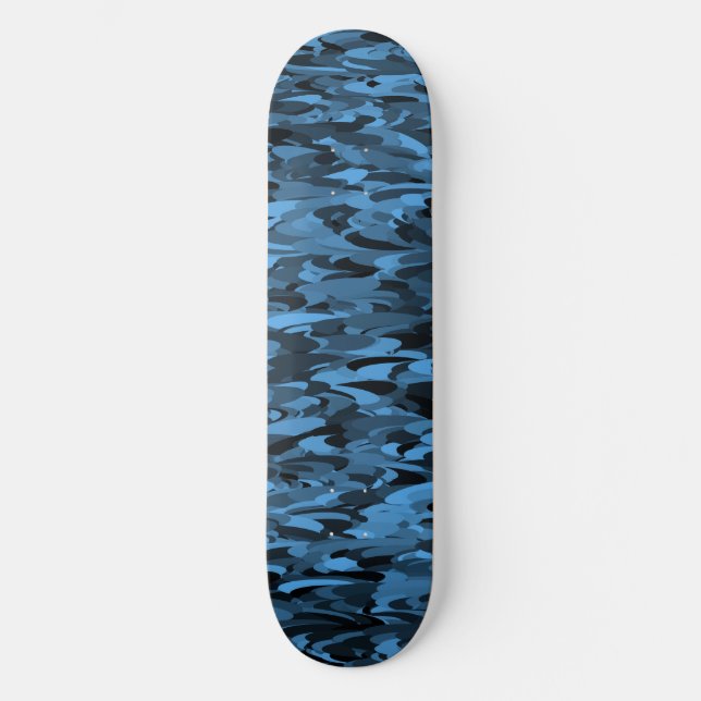 Skateboard Patrón abstracto azul negro (Anverso)