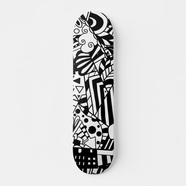 Skateboard Patrón abstracto de arte en blanco y negro (Anverso )