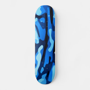 Skateboard Patrón abstracto de camo azul