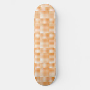 Skateboard Patrón abstracto de cuadros blancos y naranjas