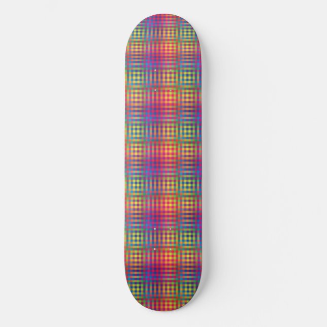 Skateboard Patrón abstracto de cuadros coloridos (Anverso)