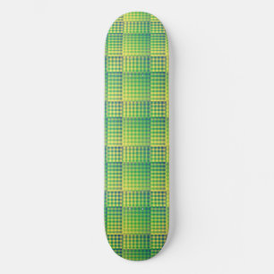 Skateboard Patrón abstracto de cuadros verdes y azules