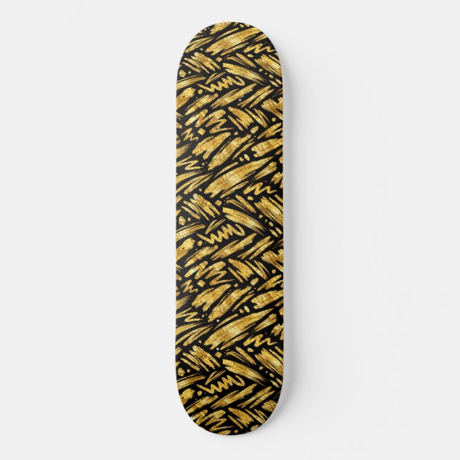 Skateboard Patrón abstracto de lámina de oro (Anverso)