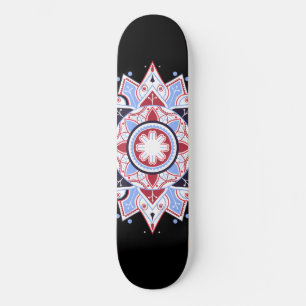 Skateboard Patrón abstracto geométrico de Mandala Rojo Azul N