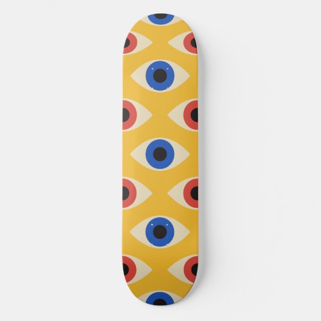 Skateboard Patrón abstracto geométrico moderno audaz del ojo  (Anverso)