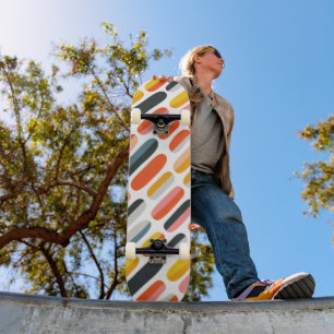 Skateboard Patrón abstracto geométrico retro de mediados de s
